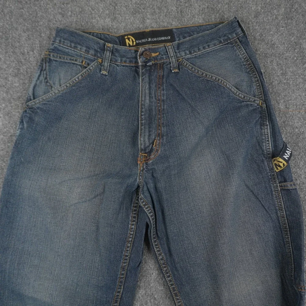 Nautica Jeans Company Carpenter BAGGY Pants Mens 30x32 Denim Utility Hammer Loop